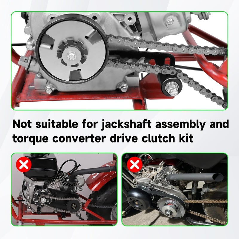 XIKOBY Mini Bike Chain Tensioner Adjuster Bracket & 420 Chain 132 Links Compatible with Coleman CT200U BT200X CT200U-EX Predator 212cc 196cc 6.5HP Mini Bike Parts with Master Link 8mm Chain Roller - Image 5